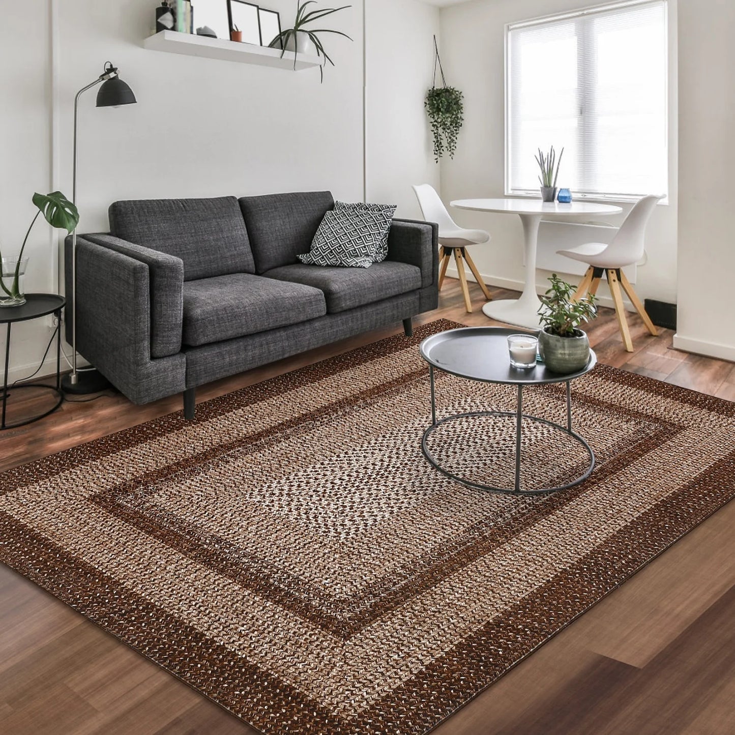 HiMISS Washable Area Rug Non Slip Modern Braided Print