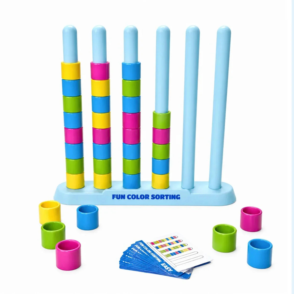 Color Stack Challenge Game 2 Pack with 50 Cards & 80 Color Rings Creative Matching Puzzle Game DIY Craft Activity Toy Gift
