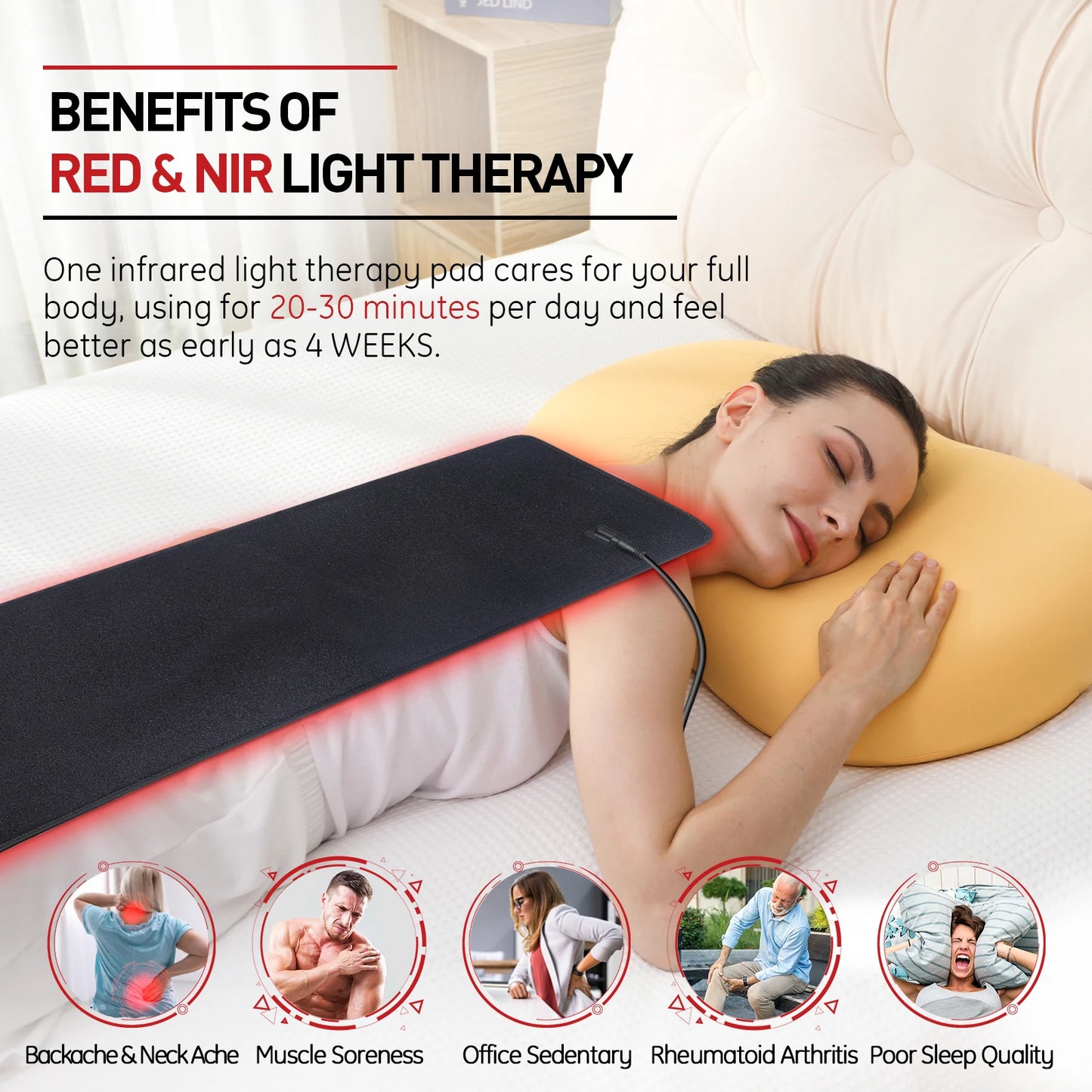 Astarexin Red Light Therapy Infrared Heating Pad For Body And Back Pain Relief