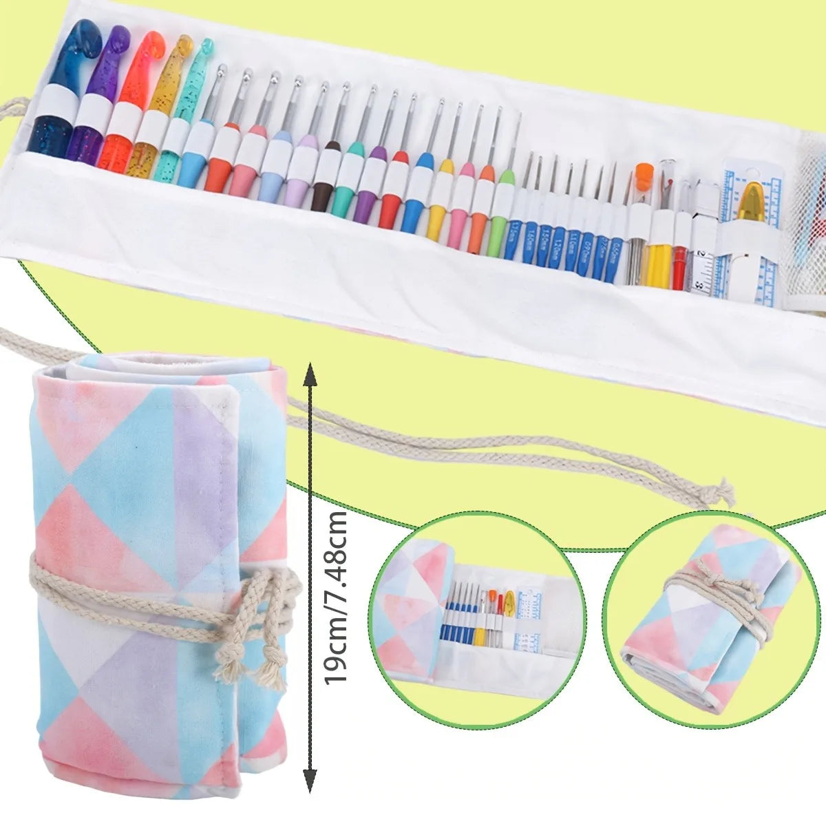 Ergonomic Crochet Hook Set With Storage Bag And Crafting Accessories