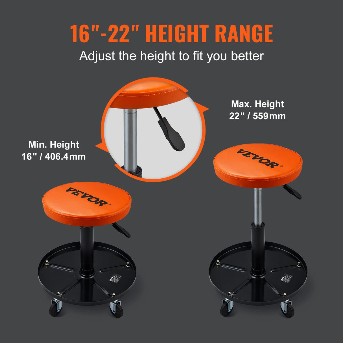 SucceBuy Pneumatic Rolling Mechanic Stool for Garage and Auto Repair