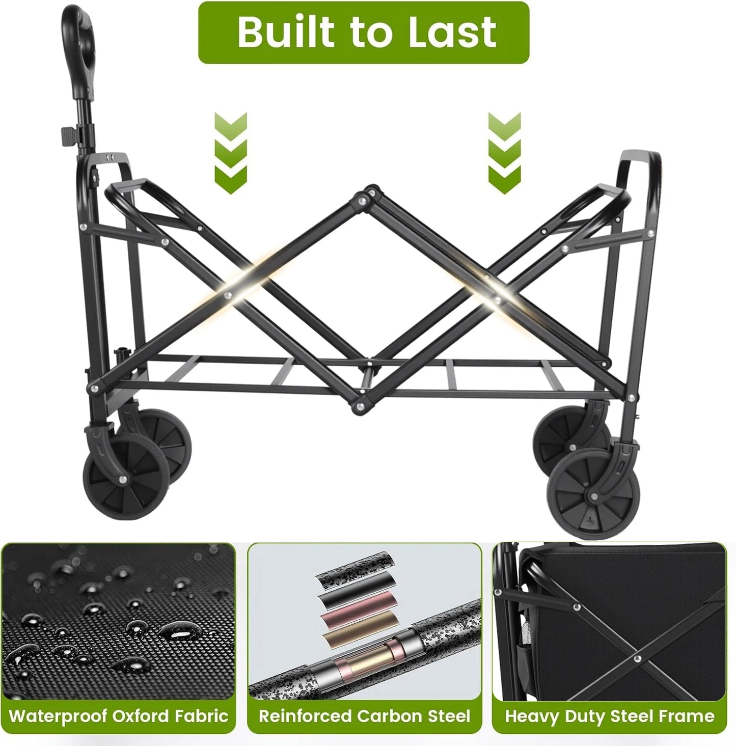 Heavy Duty Foldable Wagon Cart With All Terrain Wheels