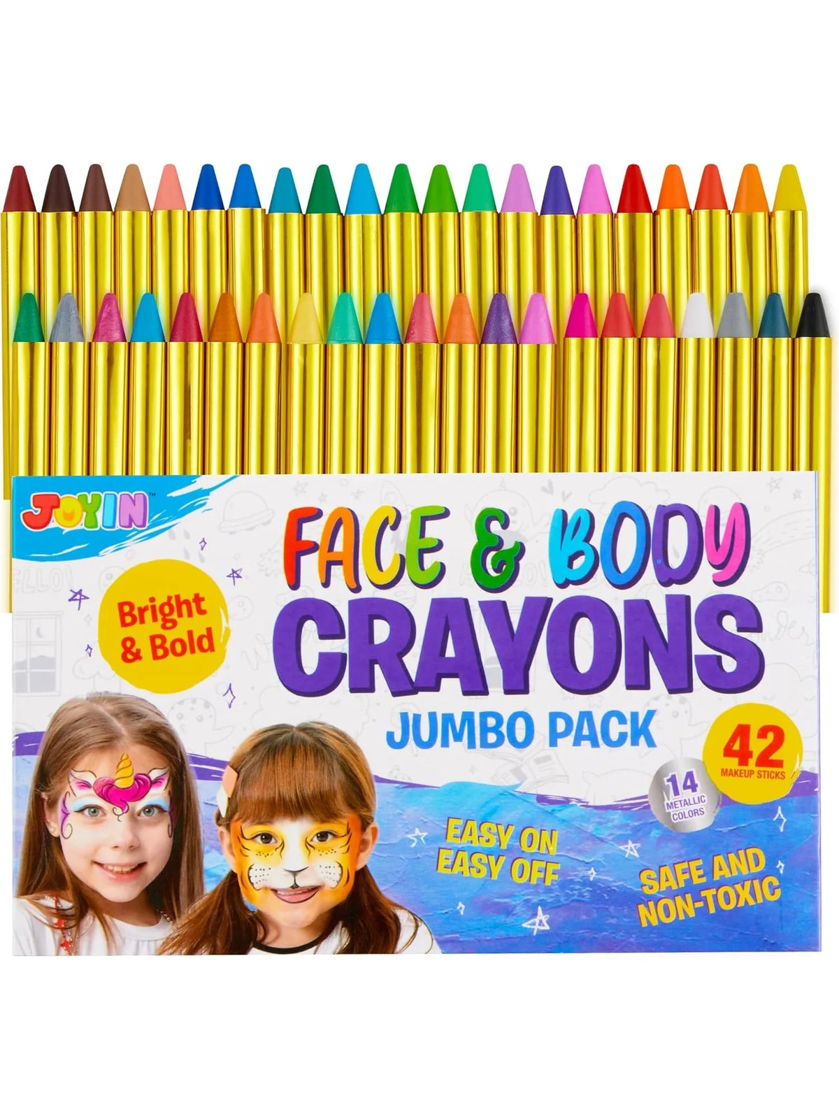 42PCS Face and Body Paint Crayons XL Face Painting Kit Ultimate Party Pack for Kids Birthday Makeup Party Supplies Festival Gift