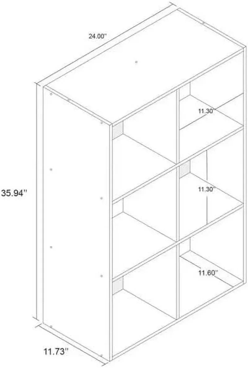 PGY Six Cube Wooden Organizer Shelf Bookcase Storage