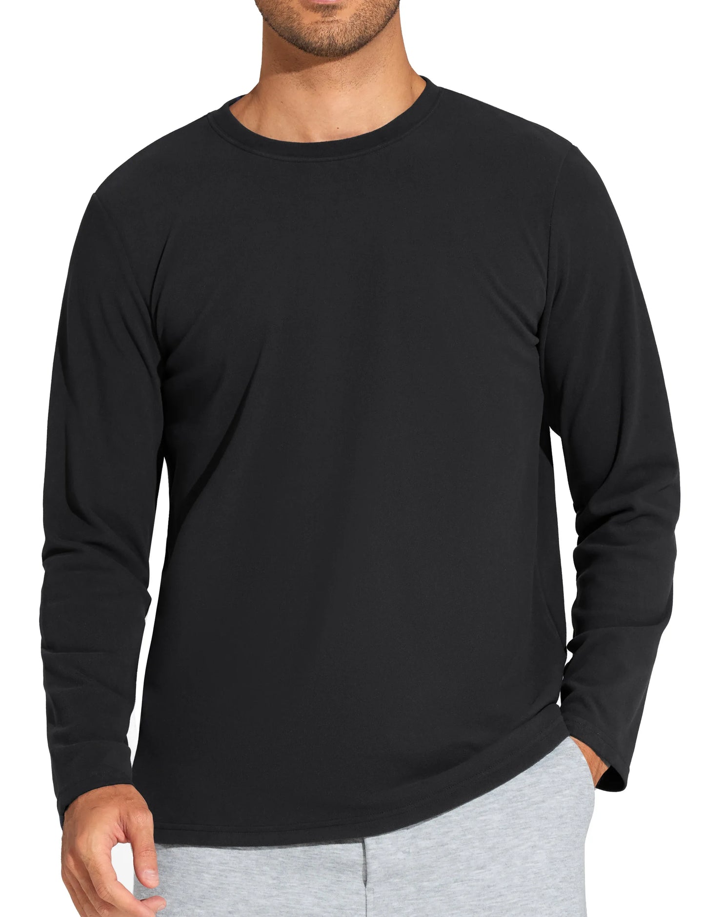 THE GYM PEOPLE Men's Long Sleeve Base Layer Thermal Shirts Stretchy Crewneck Basic Casual Pullover Undershirt Tee Tops