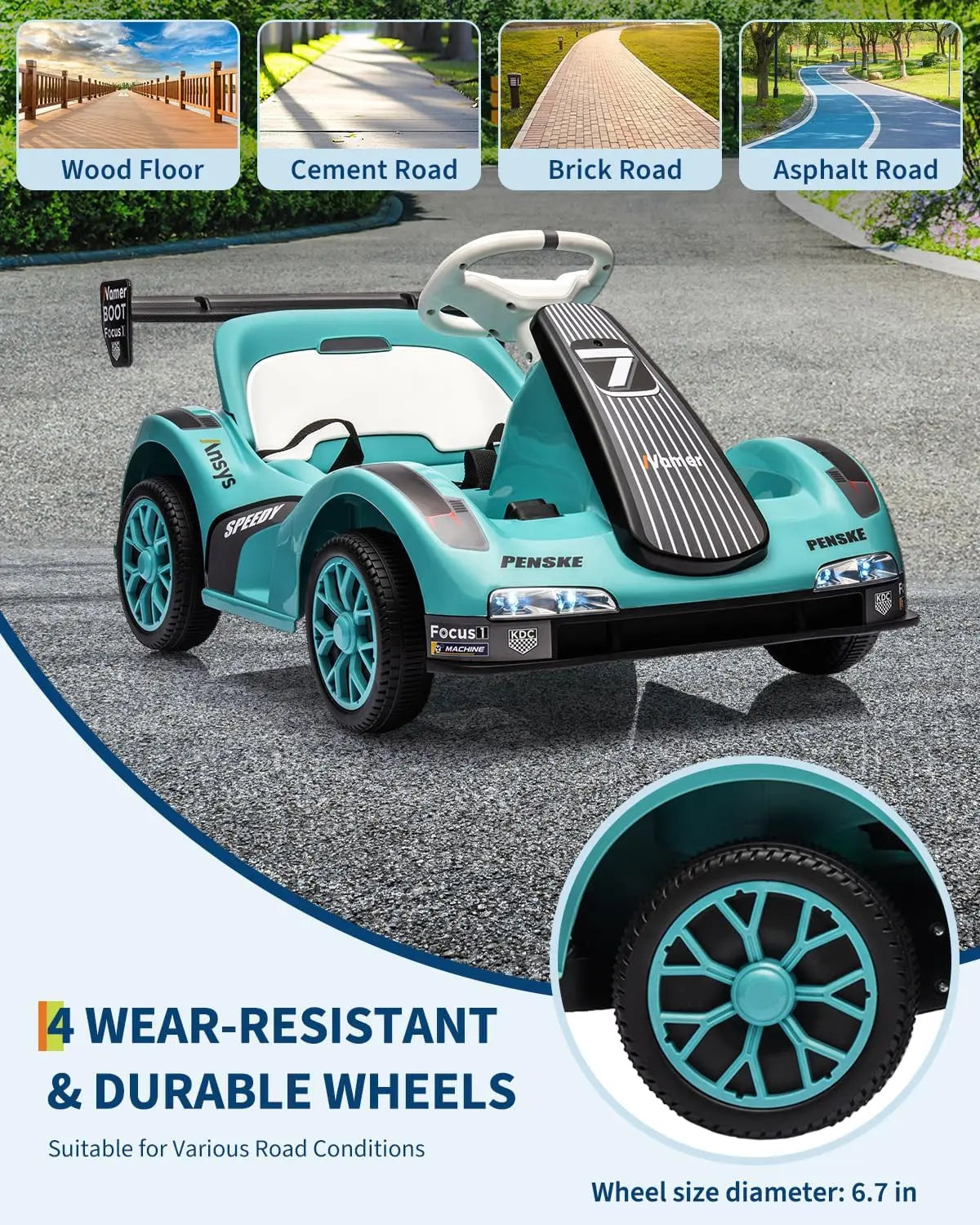 Kids Electric Drift Go Kart, Dual Motor Ride-on Car with LED Lights, Safety Belt & 2.4G Remote Control for Ages 3-12 Years