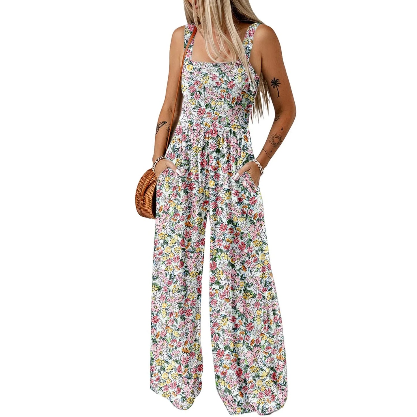 Women's Summer Sling Jumpsuit Romper Printed Loose Casual Streetwear