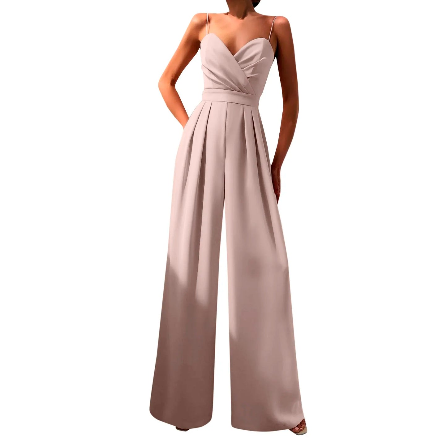 ZOMAXIUJEE Women Sleeveless Jumpsuit High Waist Wide Leg Pants