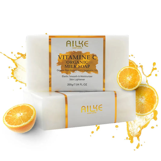Ailke organic milk soaps containing vitamin C, whitening, wrinkle reducing, anti-aging, smoothing, and softening the skin,200g