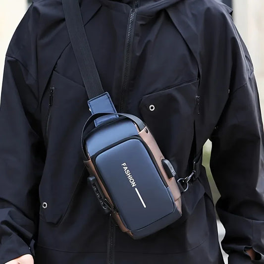Durable Oxford Sling Bag For Men With Phone Pocket Zipper