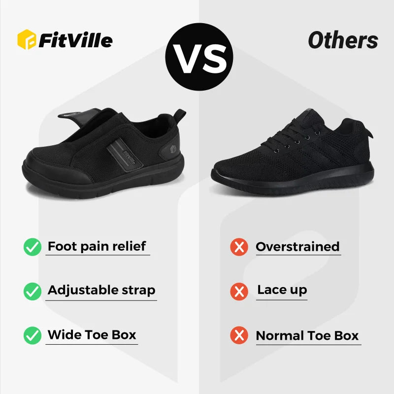FitVille Men'S Wide Diabetic Shoes 2E Adjustable Straps Orthopedic Comfort Non-Slip For Swollen Feet Senior Shoes Pain Relief