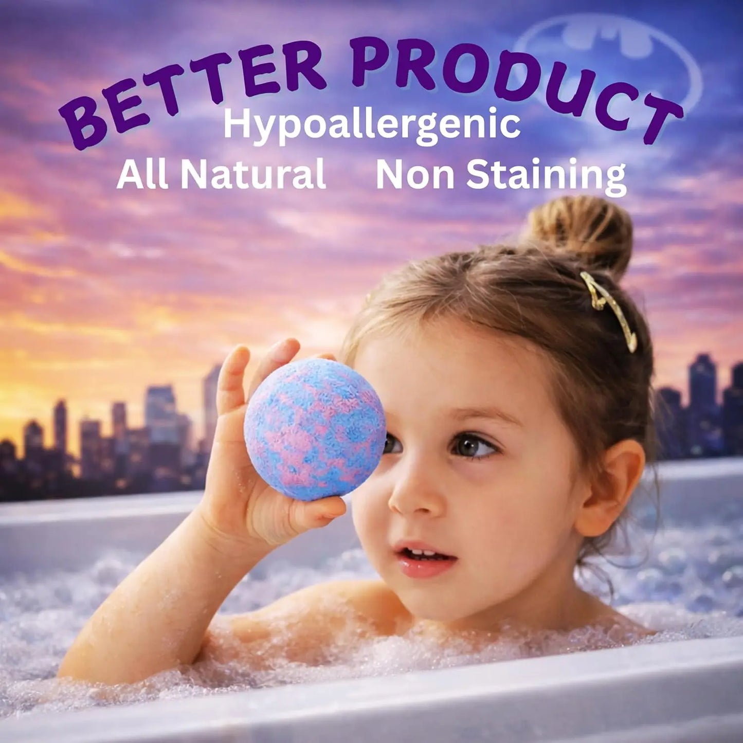 Superhero Bath Bombs for Kids, 6 Pack Organic Bathbomb with Surprise Toy Inside, Epic Fizz Fun Gift for Boys Girls