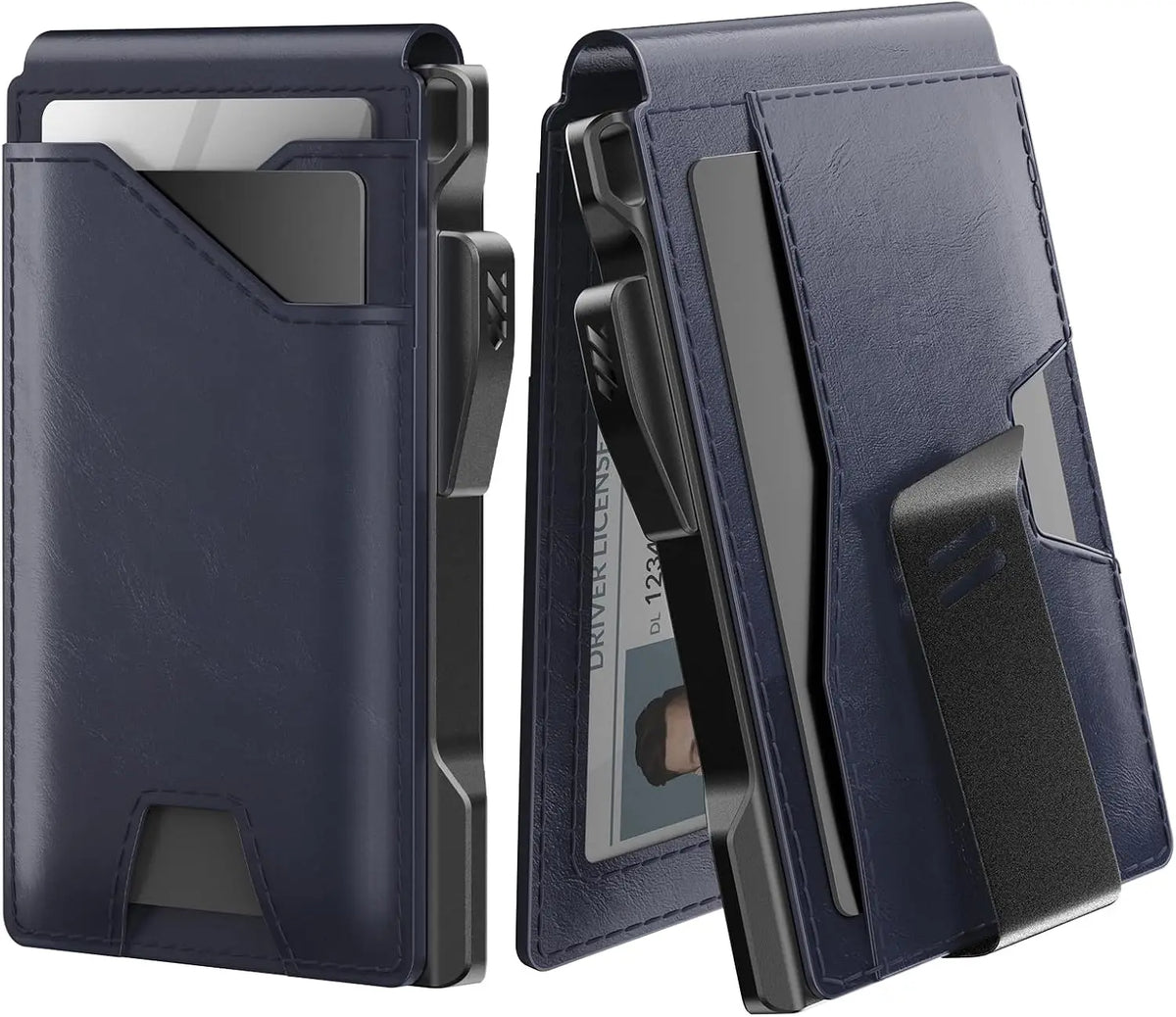 Tactical Wallet Card Holder: Pop Up Card Case, Genuine Leather, Smart,Slim, Minimalist, Thin, Front Pocket - 9-13 Card Capacitiy