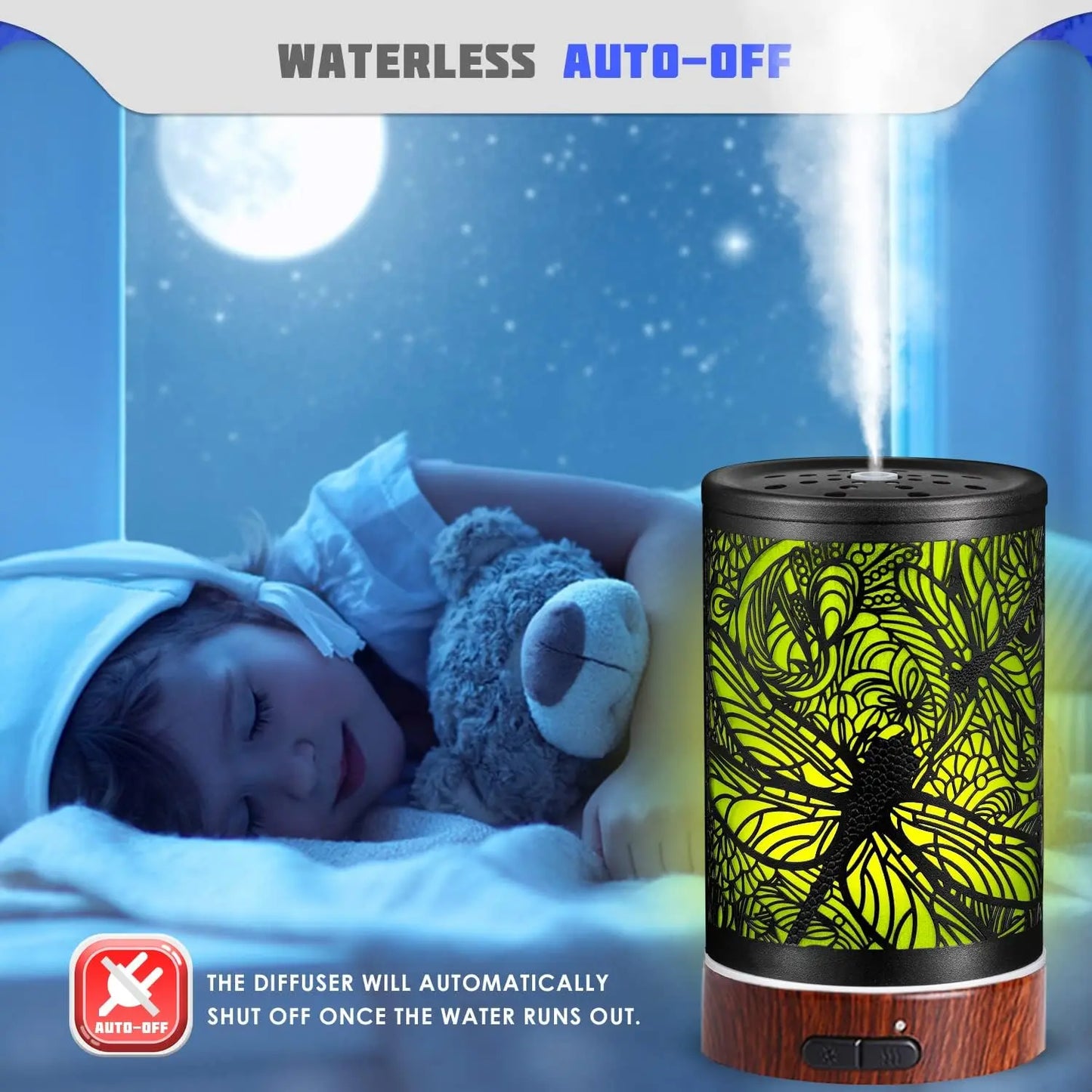 Essential Oil Diffuser Cool Mist Humidifier with 7 Colors Lights, Waterless Auto Shut Off, Whisper Quiet Ultrasonic Aromatherapy