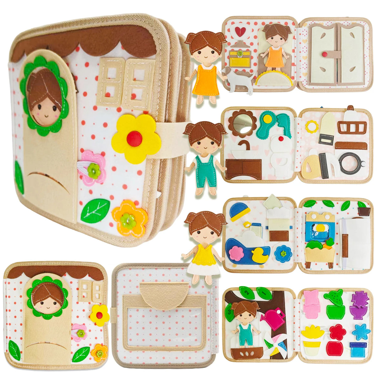 Children's baby Early Education Intelligence Learning baby Toys Felt Learning Board, Busy Board, Busy Book, Cloth Book, Including Life Skills, Alphabet, Numbers, Shapes Colors, Animals, Weather, Toddler Travel Toys, Birthday
