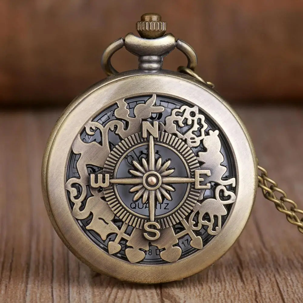 Antique Steampunk Arabic Numerals Quartz Pocket Watch Necklace Pendant Unisex