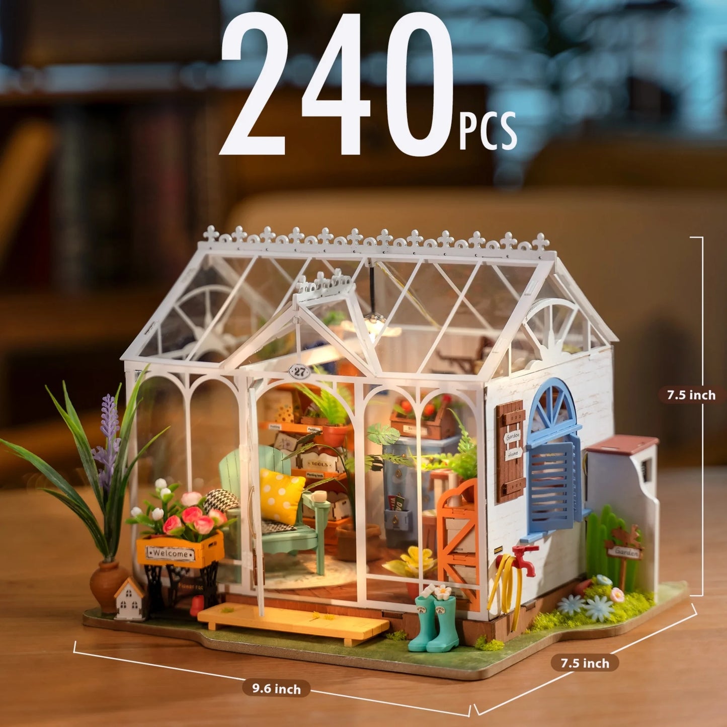Rolife DIY Miniature House Kit Dreamy Garden House 3D Puzzle Dollhouse Building Model Kit Home Desk Decor Gift for Adult Friends