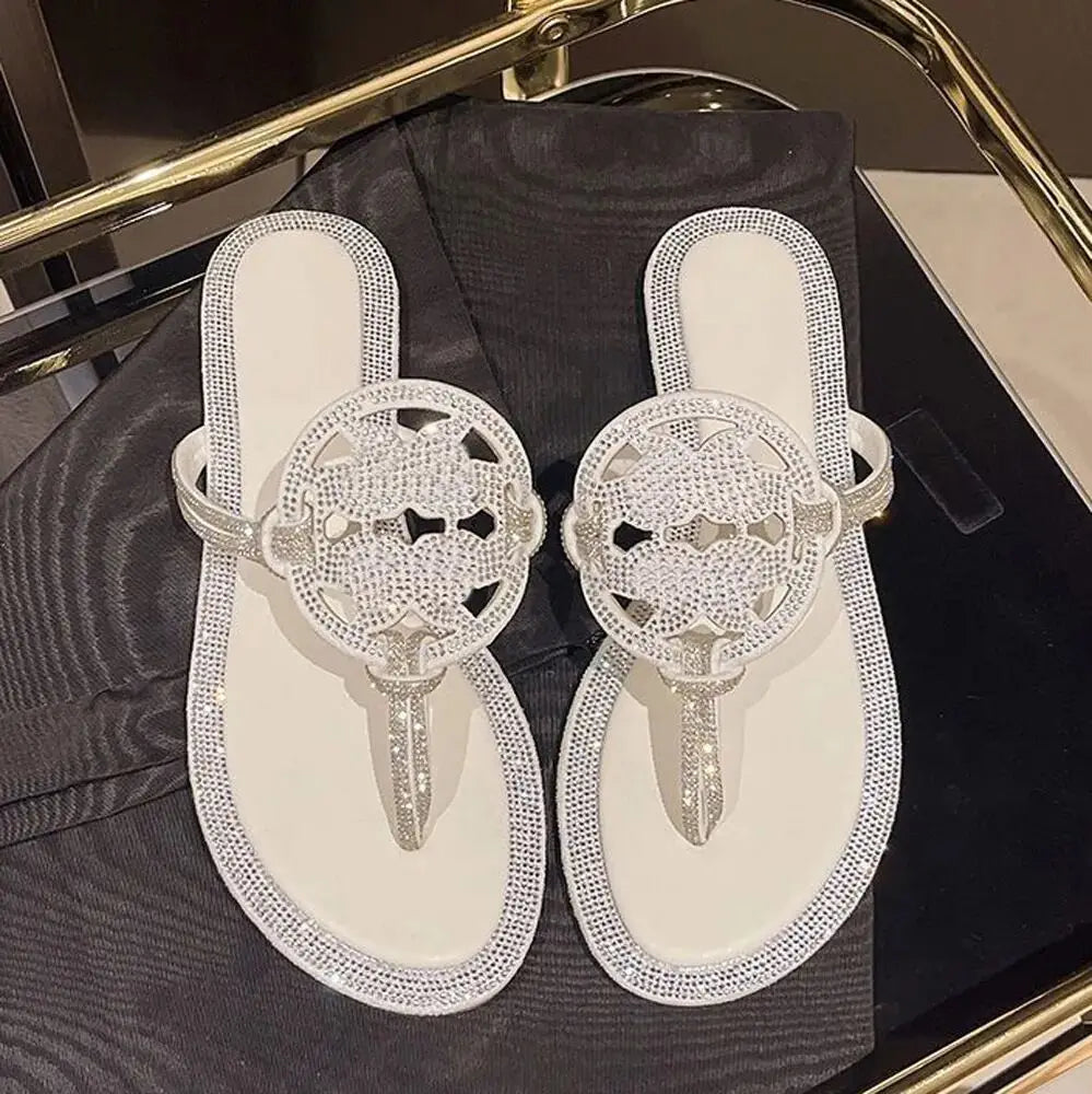 Luxury Brand Famous Designer Flat Sandals for Summer Wear Low-heeled Bohemian Beach Shoes Flip-flops Correct Version Slippers