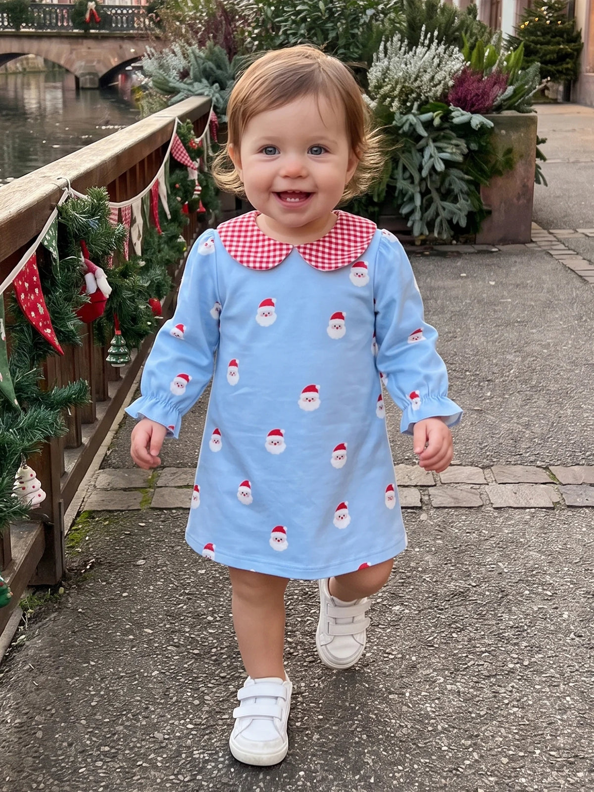 Christmas Santa Print Dress Santa Print Doll Toddler Baby Girl Toddler Dress Print Long Toddler Baby Girl