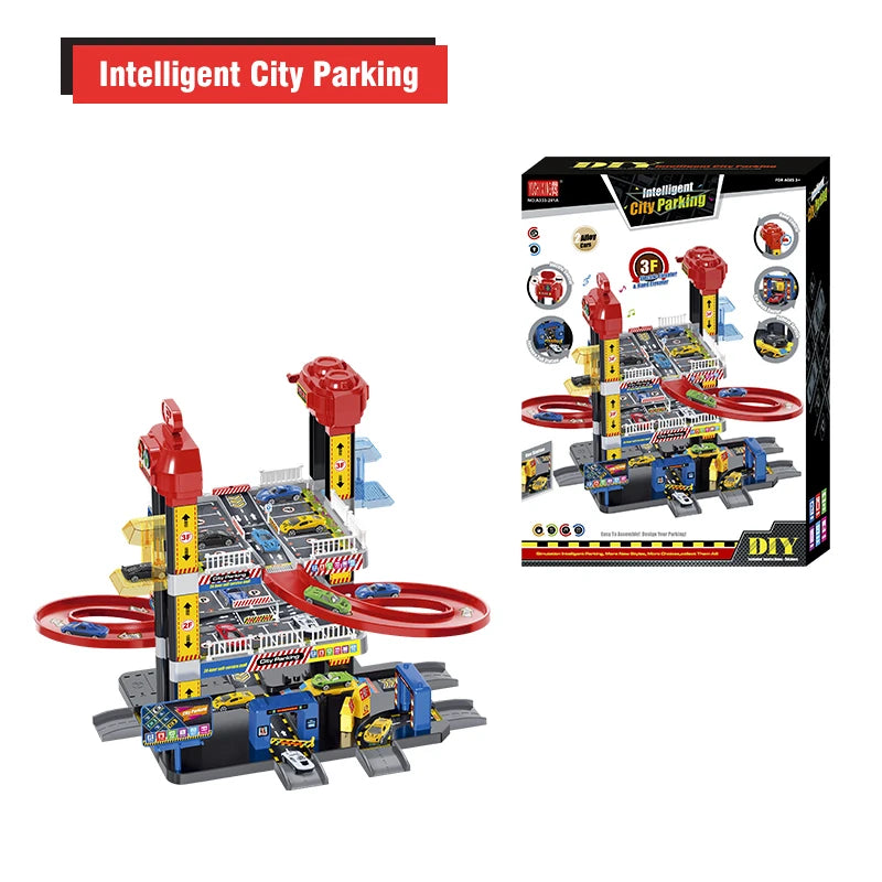 Kmoist Smart City Parking Track Model Cars Interactive Puzzle Set