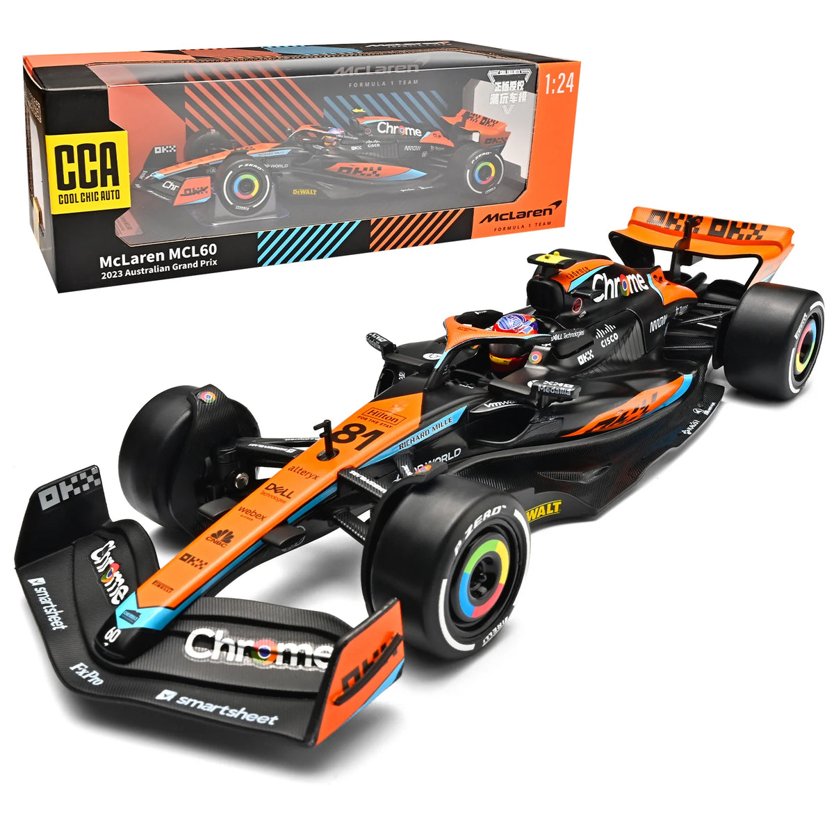 McLaren MCL60 Australian GP Diecast Racing Car Model Collectible Display