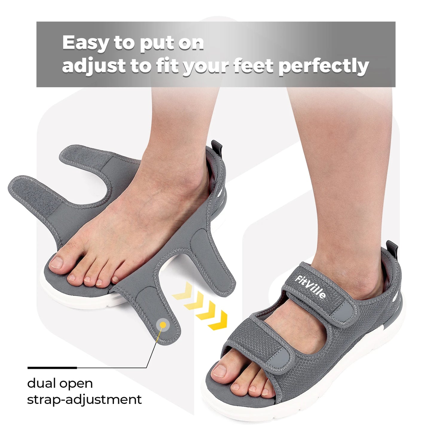 Fittington Men‘s Diabetic Sandals Wide Diabetic Shoes for Men Beathable Beach Sandal with Arch Support Foot Pain Relief Plantar