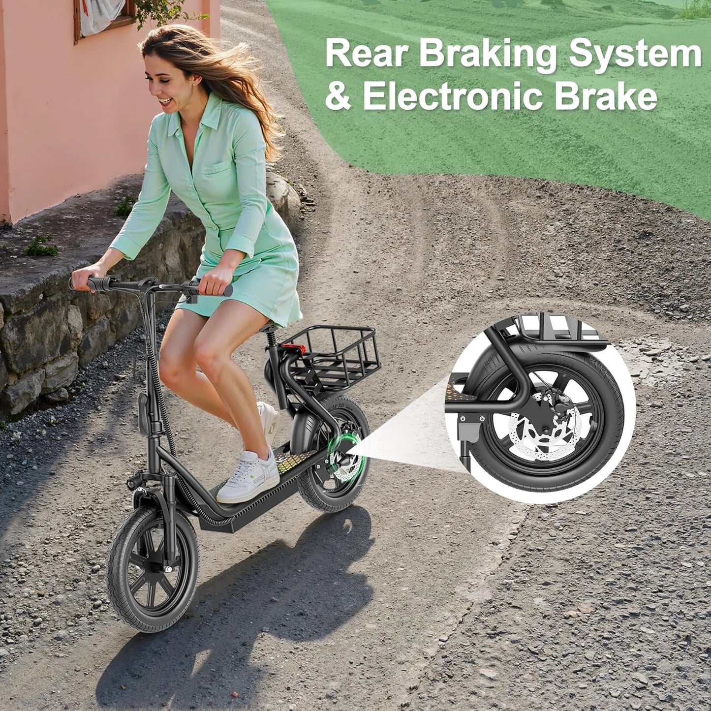 LADPED LPBS 500W 14inch Electric Bicycle 10.4AH Battery 28Miles Max Range 21MPH Max Speed Shock Absorption Foldable Adult Ebike