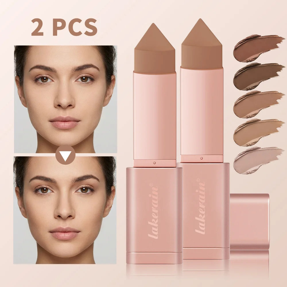 2Pcs Cream Bronzer Stick Smooth Blendable Face Contour Shading Stick Waterproof Long Lasting Natural Sun‑Kissed Bronzing Makeup For All Skin Tones