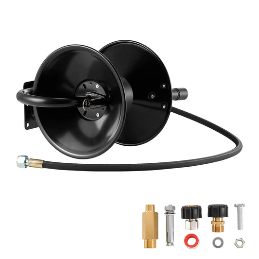 SucceBuy Steel Pressure Washer Hose Reel With Manual Hand Crank