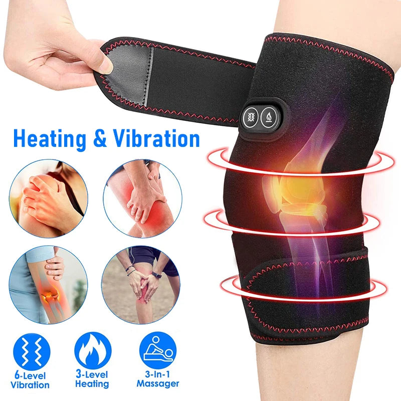 Electric Heated Knee Vibration Massage Pad 3 in 1 Massager