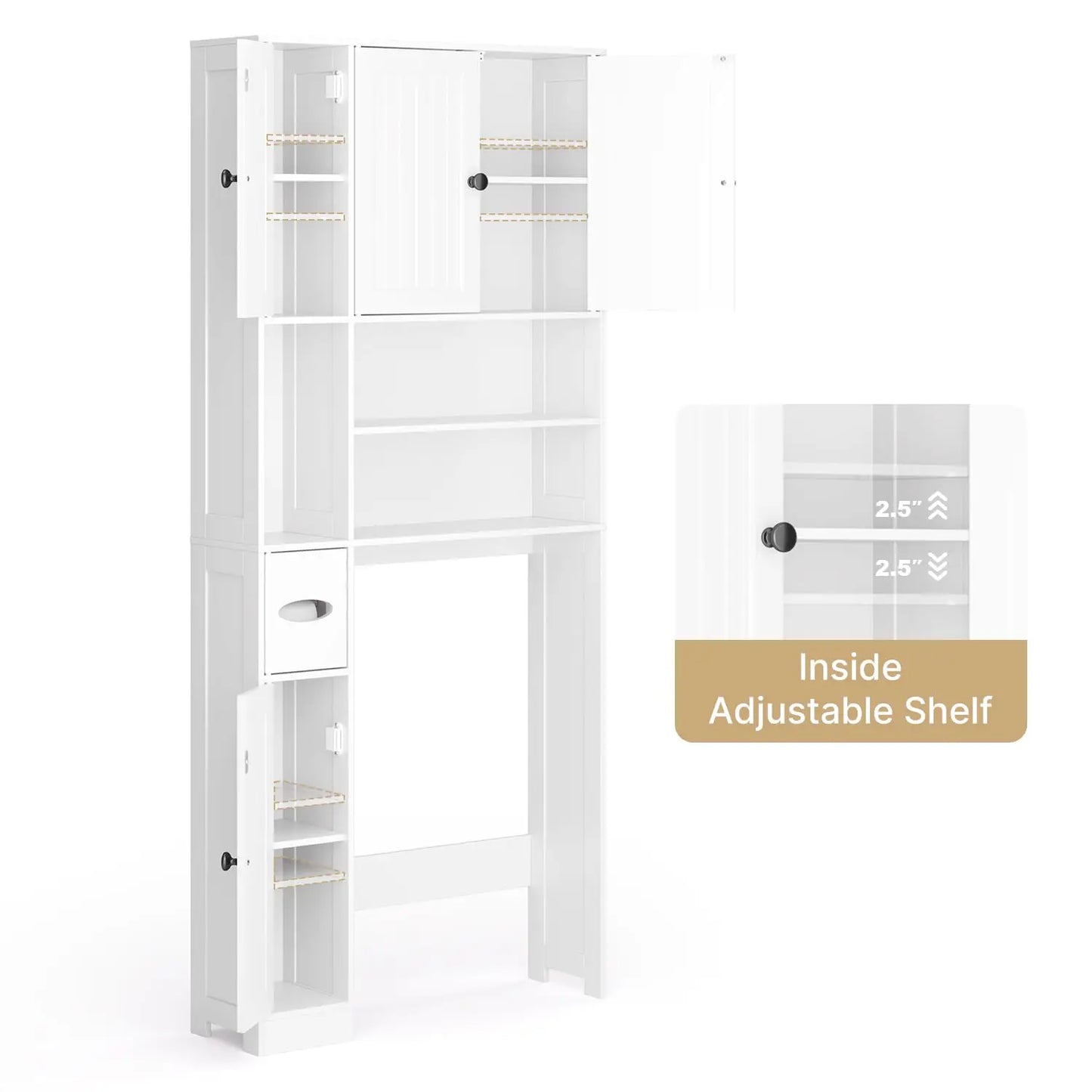 Over The Toilet Storage Cabinet With Five Barn Doors