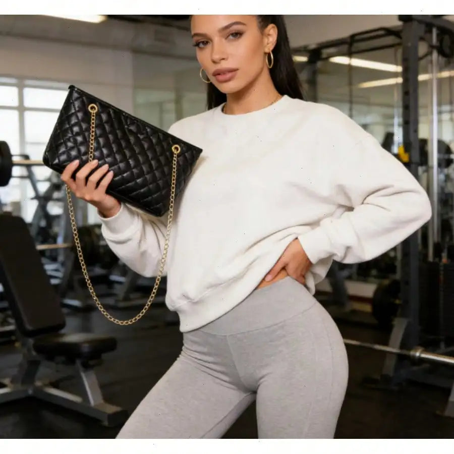 Rhombus Chain PVC Tote Bag For Women Daily Commute