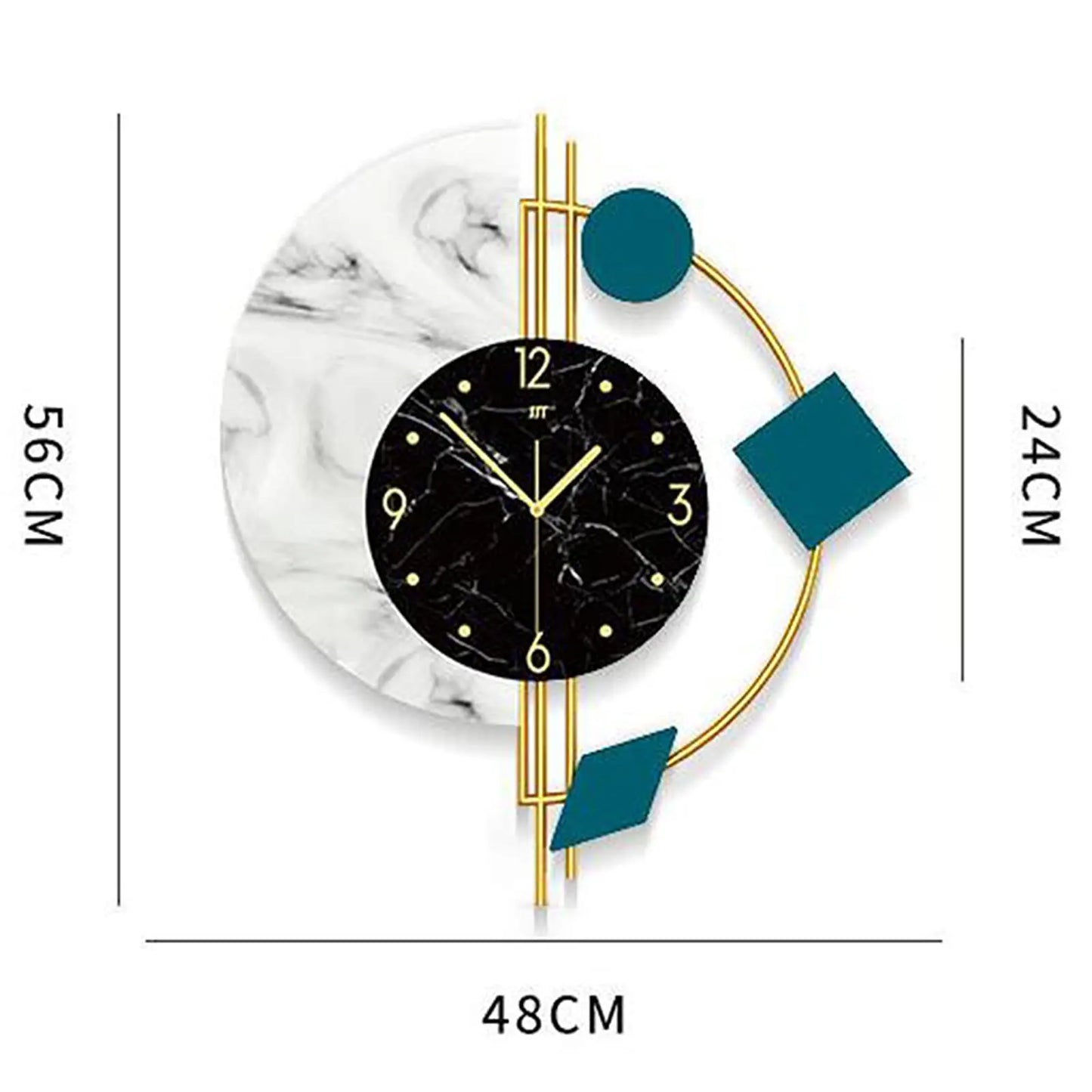 Marble Wall Clock Nordic Style Luxury Silent Battery Operated Living Room