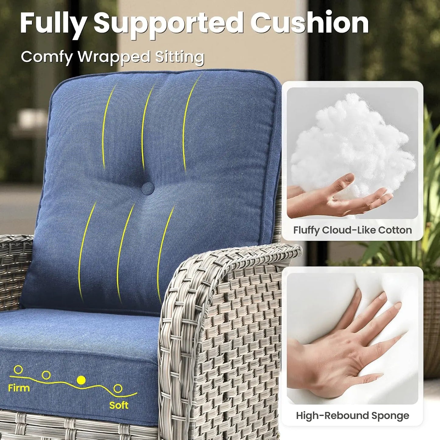 8-Piece Patio Furniture Set with L-Shape Sofa Chaise, Outdoor Sectional Couch Swivel Gliders Solar Table, Modern, Customized