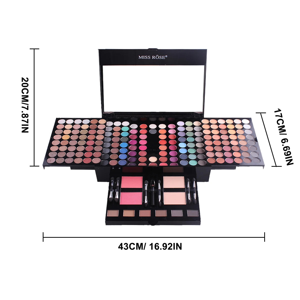 Professional 190-Color Eyeshadow Blush Eyebrow Powder 4-in-1 Makeup Palette with Mirror And Full Set of Brushes for Create Natural Look
