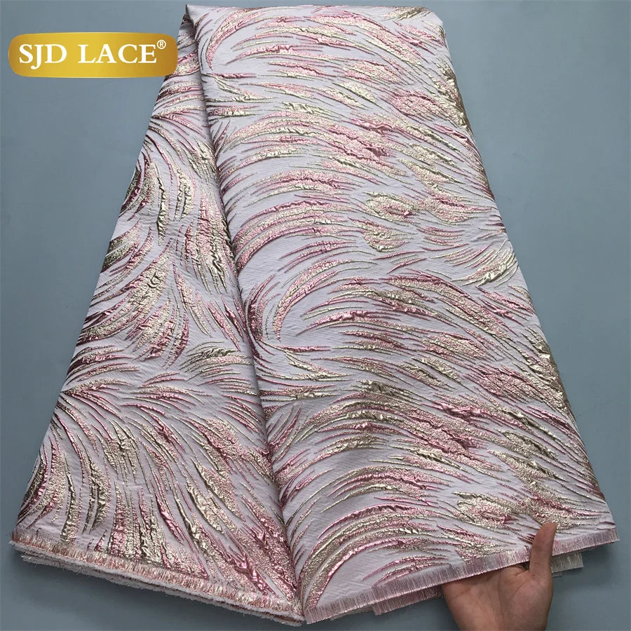 Nigerian Brocade Lace Damask Fabrics African Jacquard For Women Dresses