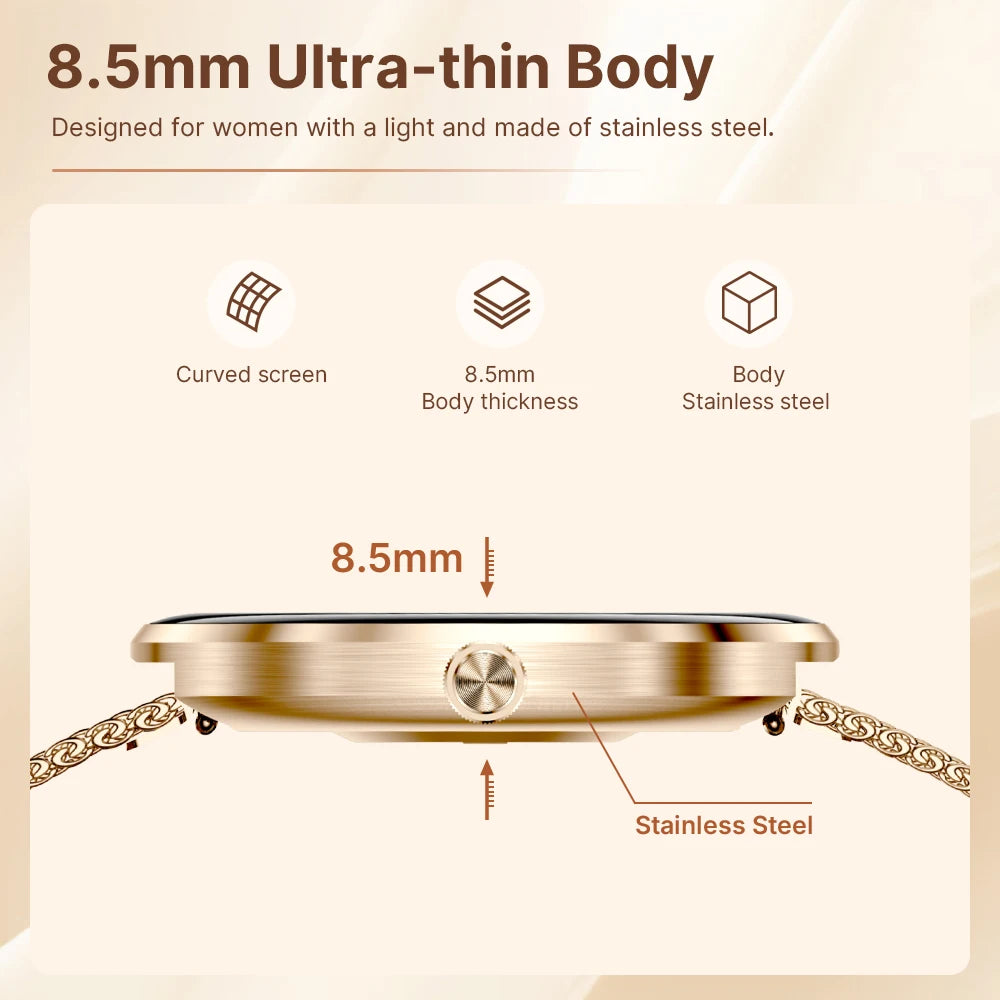 MEVADEN Ultra Thin Stainless Steel Smartwatch With AMOLED Screen