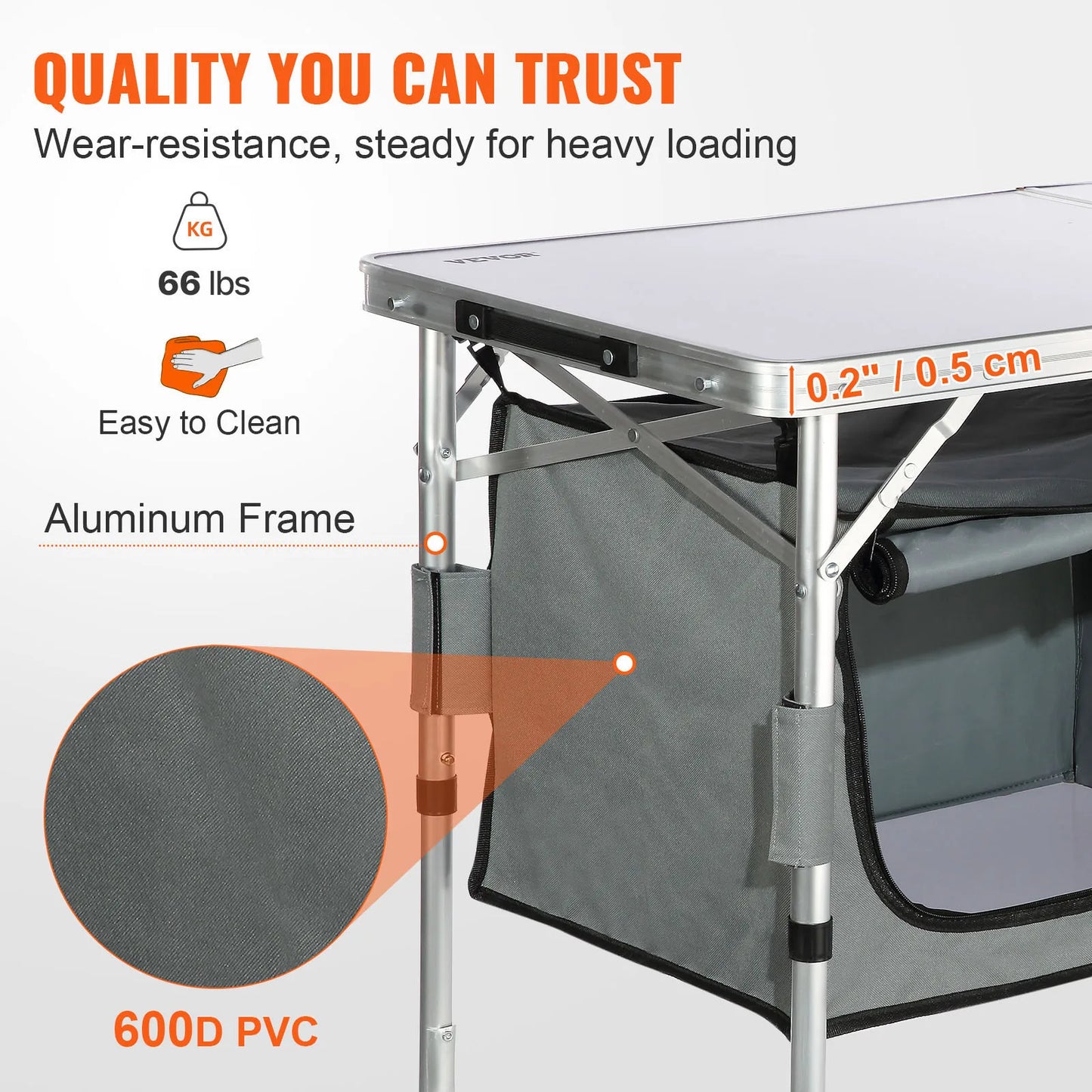 VEVOR MDF Camping Kitchen Table Folding Outdoor Prep Station