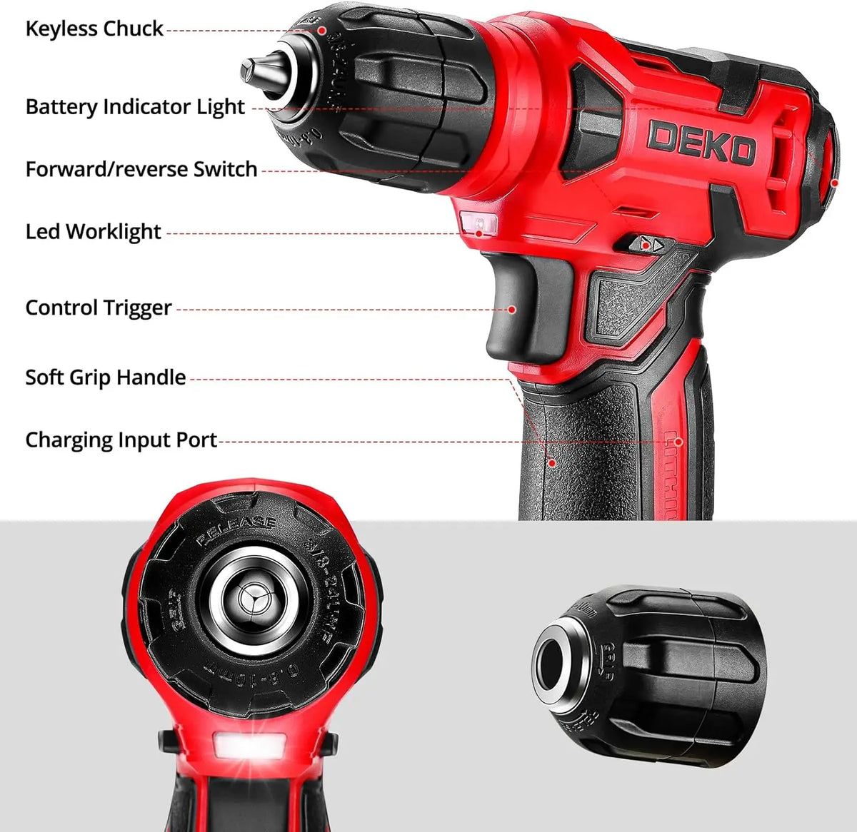 DEKO 126 Piece Cordless Drill and Household Hand Tool Kit