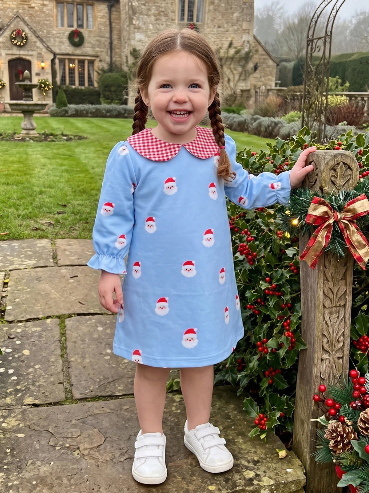 Christmas Santa Print Dress Santa Print Doll Toddler Baby Girl Toddler Dress Print Long Toddler Baby Girl