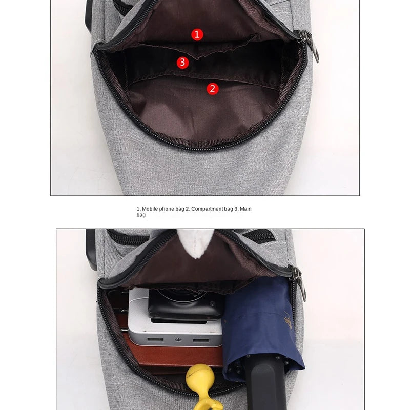 Men's Casual Crossbody Messenger Shoulder Bag With Phone Pocket