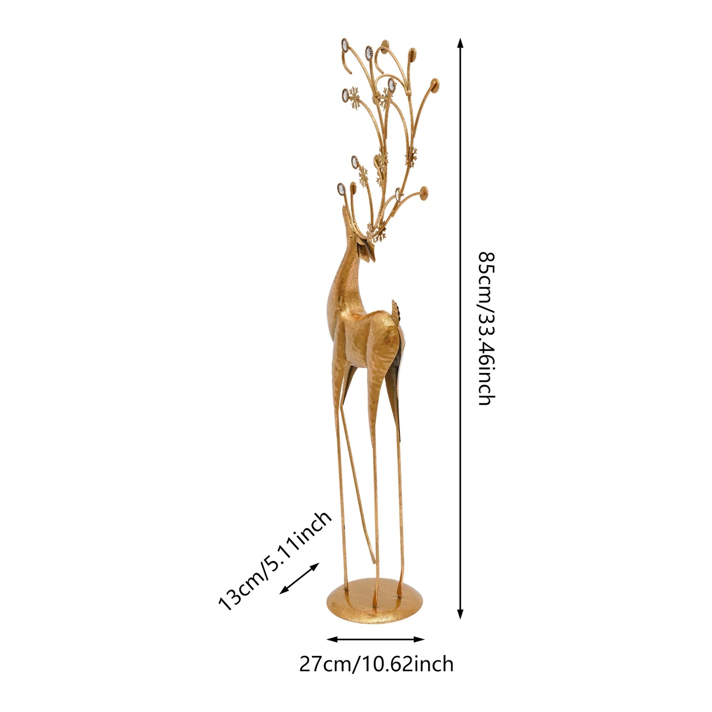Art Deco Metal Deer Statue For Modern Indoor Holiday Decor