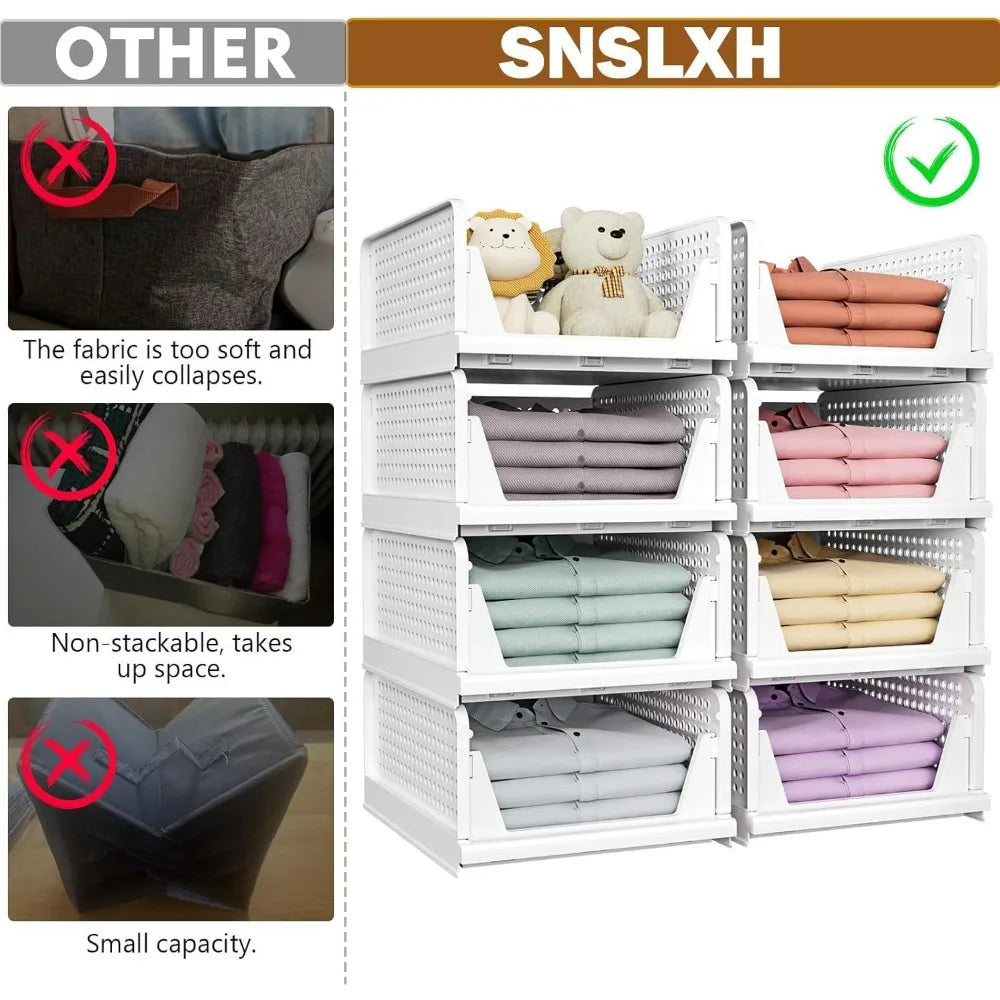 Stackable Closet Storage Basket 5 Pack Multifunctional Foldable Organizer
