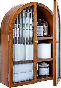 Mid Century Arched Wall Cabinet With Glass Door Unfinished Wood