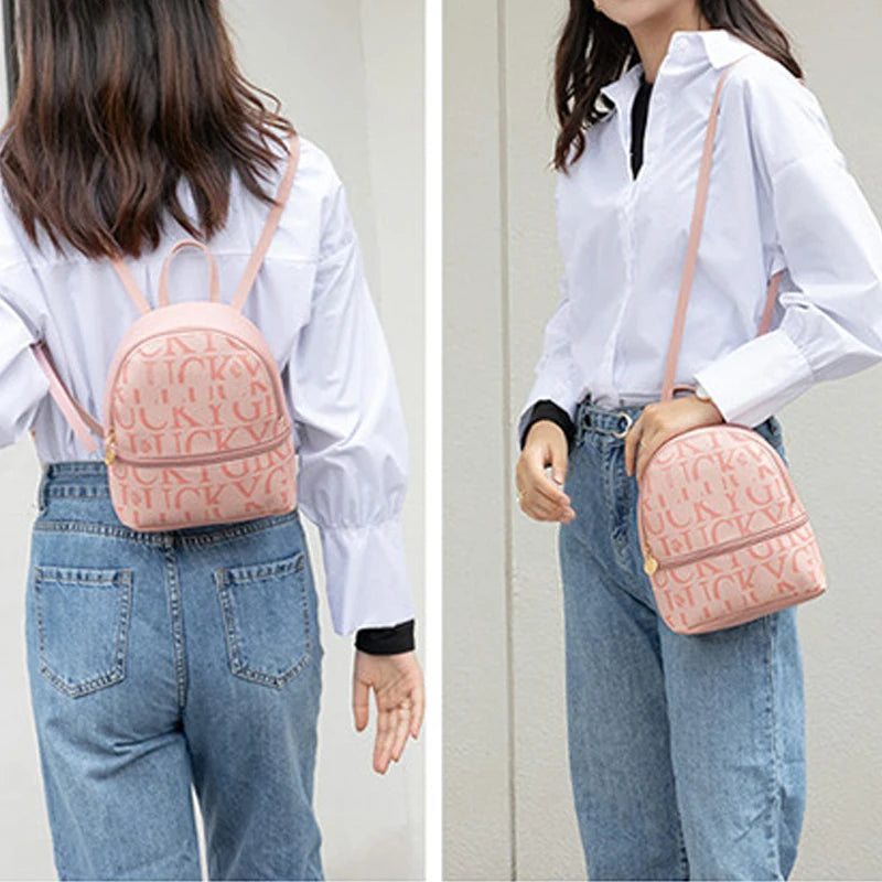 Mini PU Leather Crossbody Backpack For Women Travel