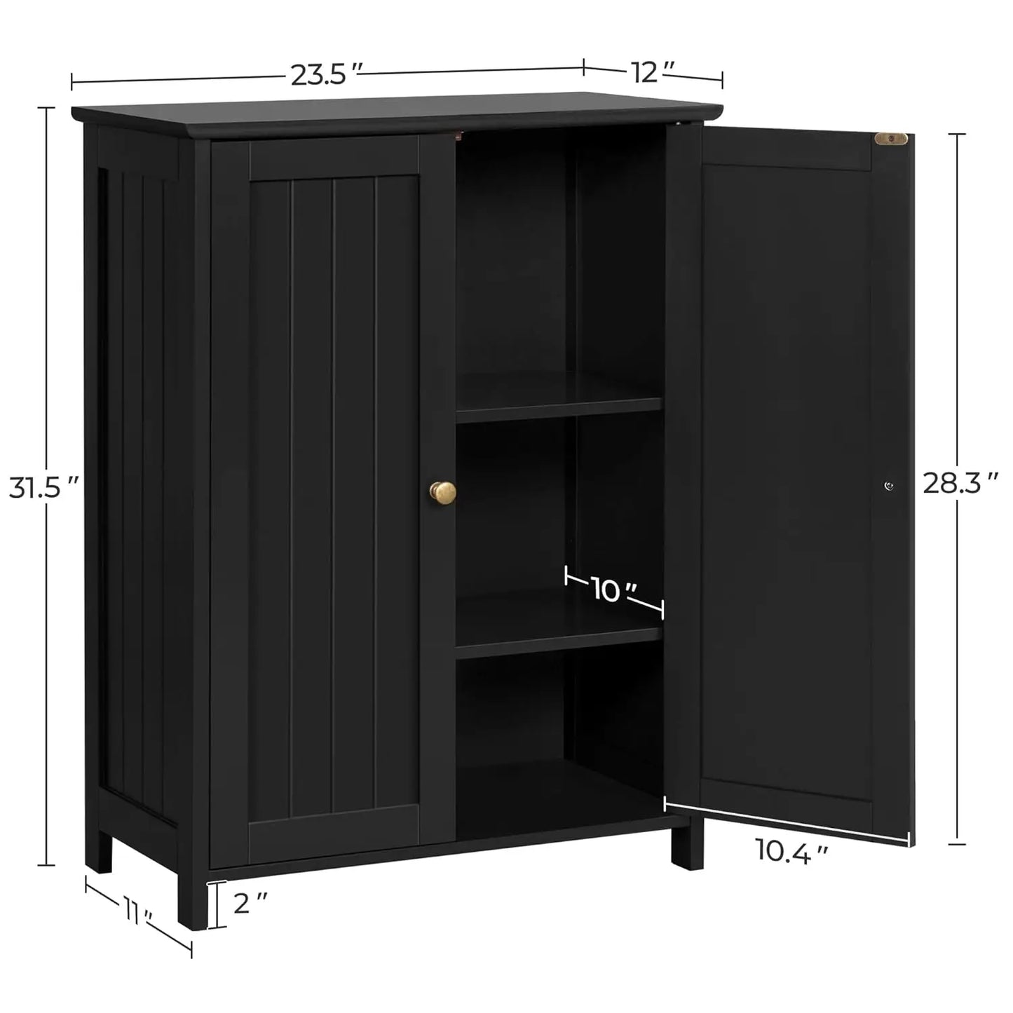 Bathroom Floor Cabinet Freestanding Storage Organizer With Adjustable Shelves