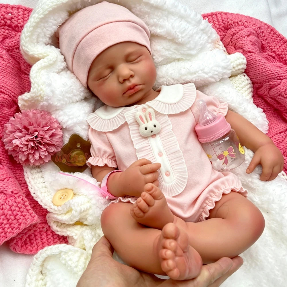 20inch Can Open Mouth Loulou Silicone Reborn Doll Realistic Full Body Fine Details Premium Model for Educational Training and Display