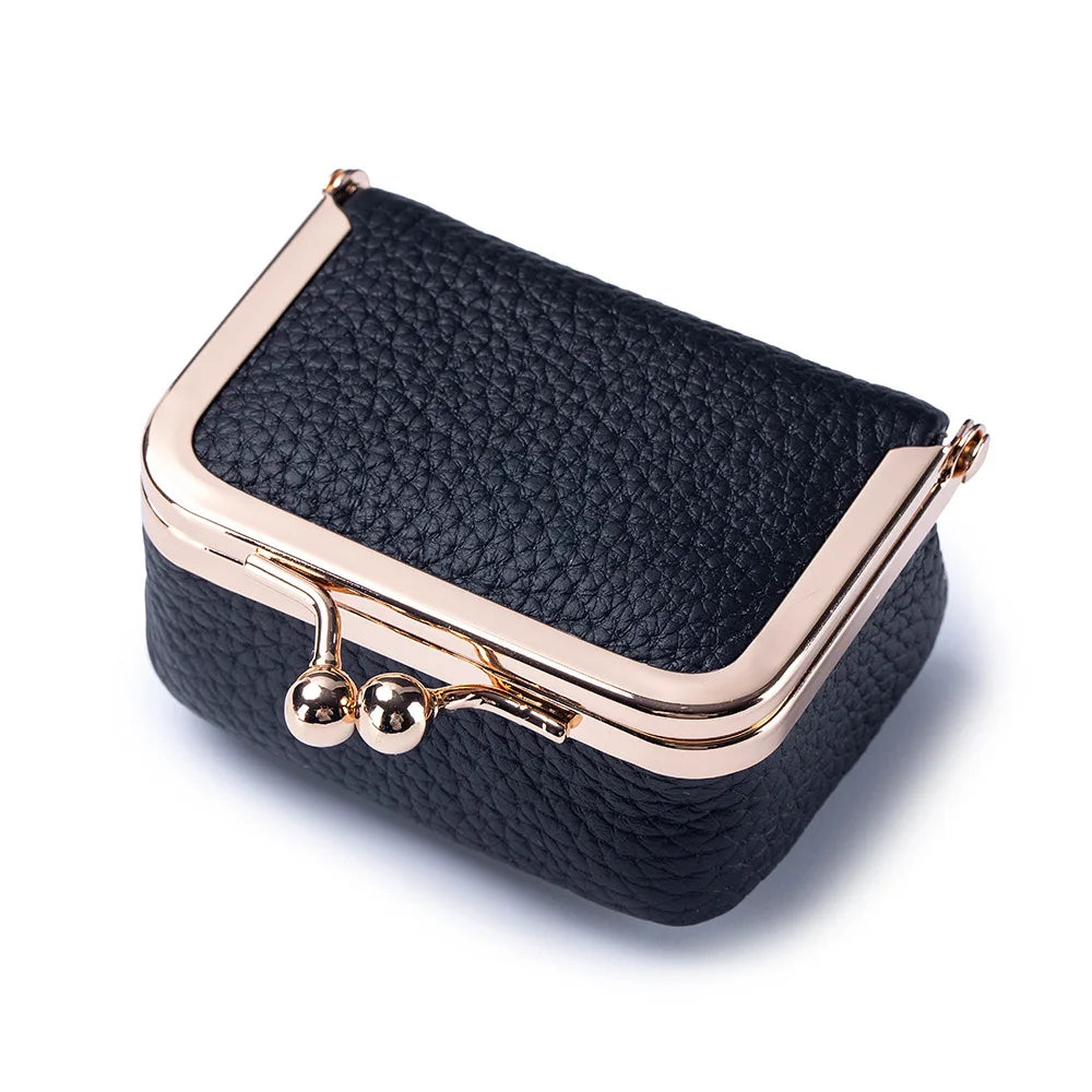 Mini Leather Coin Purse With Gold Clasp For Women Jewelry And Earphone Pouch