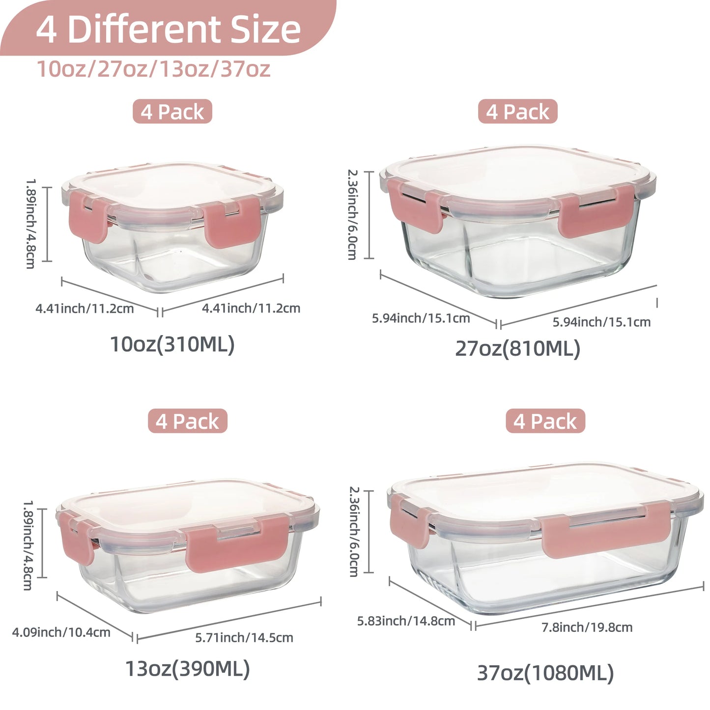 Glass Food Storage Containers Set Leakproof Airtight BPA Free