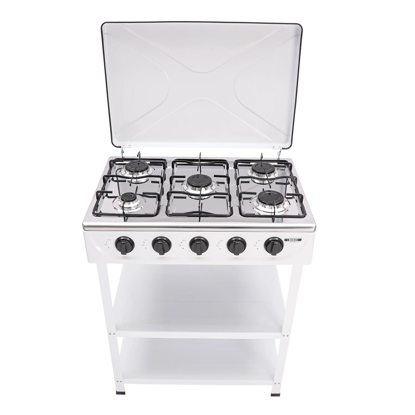 Outdoor 5 Burner Gas Stove With Manual Ignition And Boards